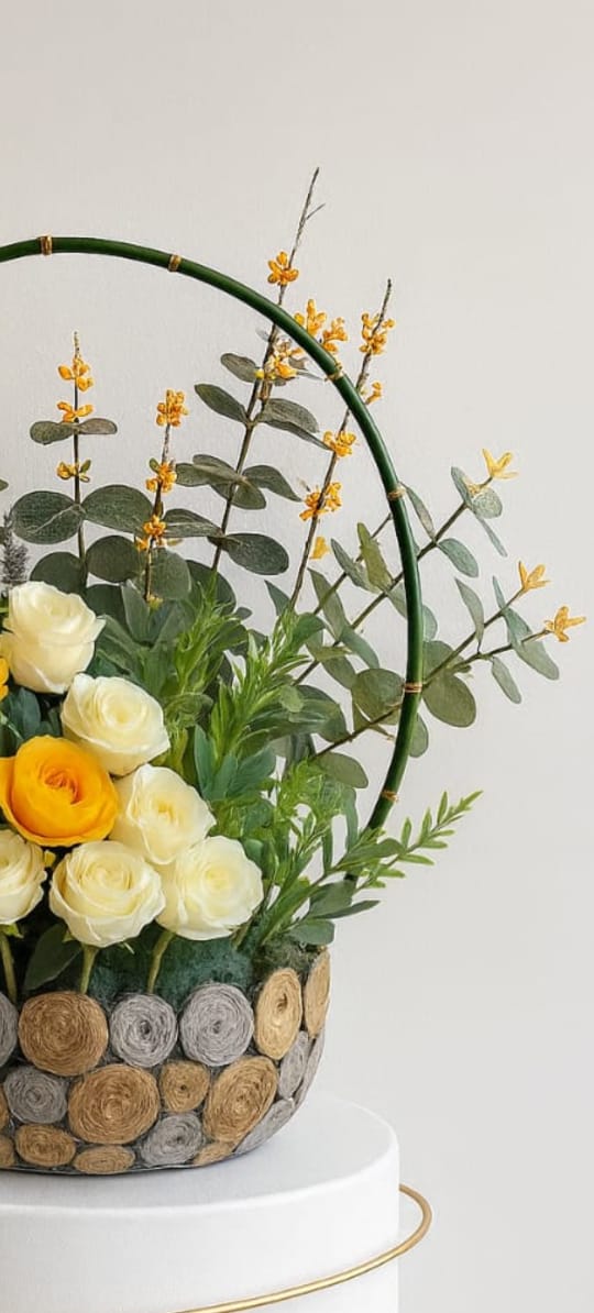 Elegant Floral Vase + Swarovski